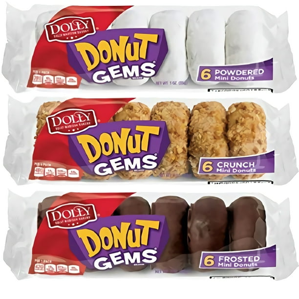 Dolly Madison Donut Gems Mini Donuts Variety Pack Bundled by Tribeca