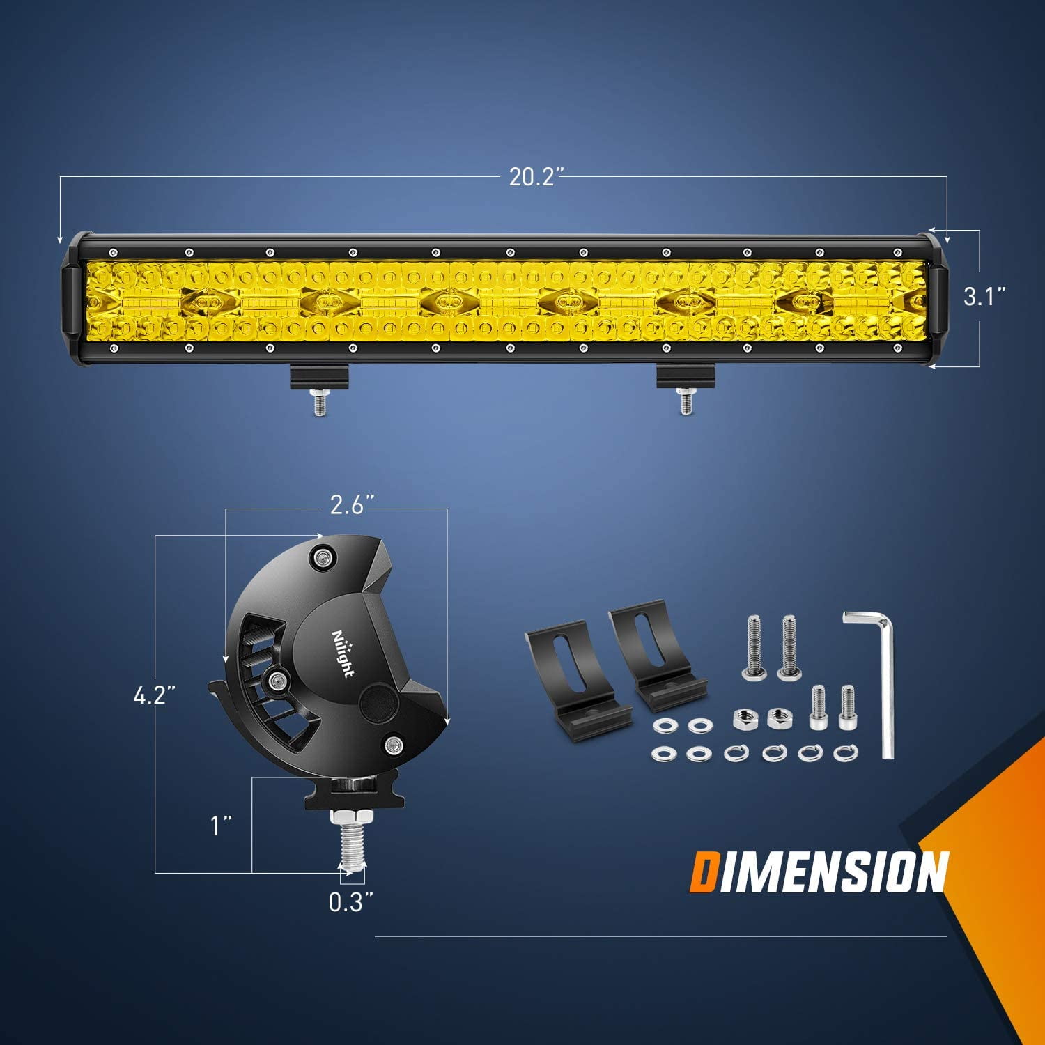 Nilight 420W 20inch Amber Lights Triple Row Flood Spot Combo 42000LM Bar Driving Boat Led off Road Lights for Trucks