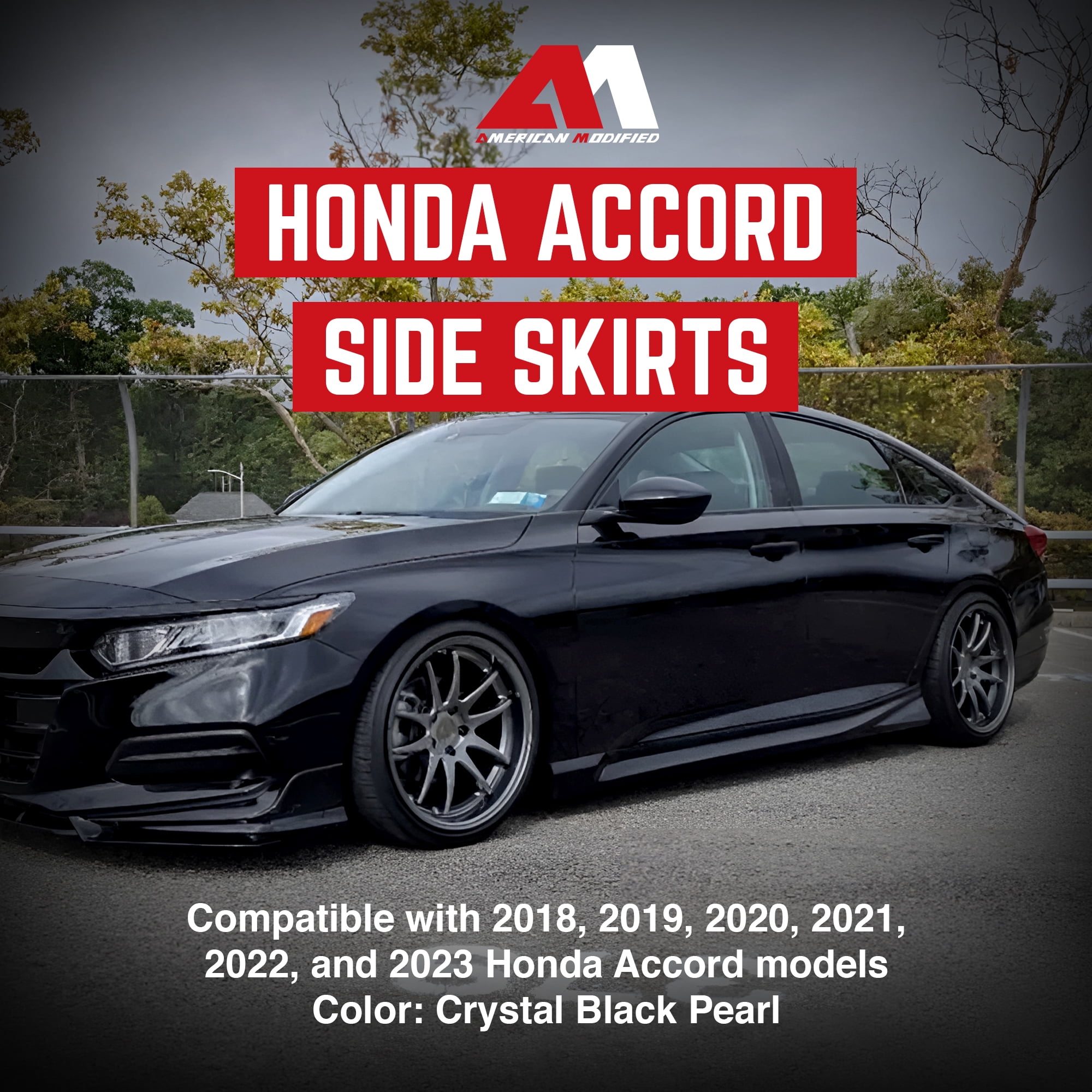 AMERICAN MODIFIED Stylish Side Skirts for 2018 to 2023 Honda Accord, Black