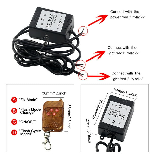 Control Estroboscópico LED, ModoS de Control Estroboscópico de Alta Sensibilidad 16 Modo Fácil de Usar Universal Inalmbrico para Las Luces Antiniebla de Copia de Segurad