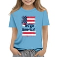 thumbnail image 2 of Amidoa Girls Short Sleeve Independence Day Summer Graphic Crewneck T Shirts Kids Casual Tops Blue Size 10, 2 of 5