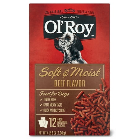 Ol' Roy Soft & Moist Beef Flavor Food for Dogs, 4.5 lbs, 12 Pouches