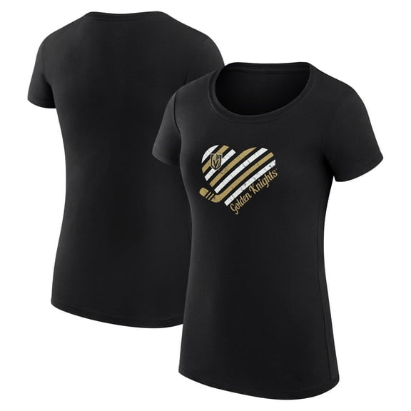Women's G-III 4Her by Carl Banks Black Vegas Golden Knights Super-Slim Fit Lightweight Heart T-Shirt
