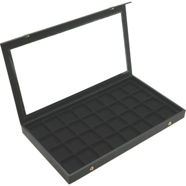 Jewelry Box Holder Tray 32 Earring Display Case Organizer Storage Black Clear