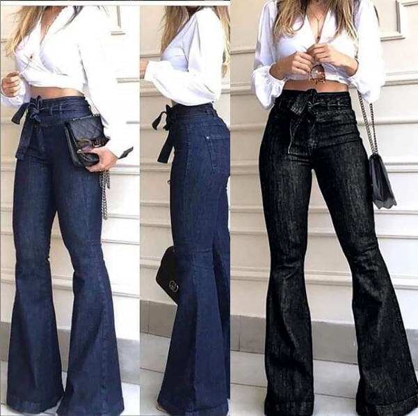 lace up flare leg pants
