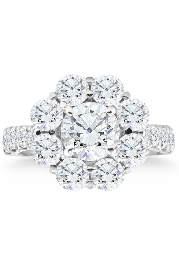1.9 Ct Round Cut VVS1/D Lab Simulated Diamond Ring - 14K White Gold Plated Wedding Ring - Bridesmaid Jewelry - Classic Engagement Ring Anniversary Gift