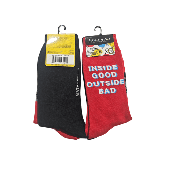 Friends Multicolored Socks, 2 pk. Bundle Crew Socks, Adult Shoe Sizes 6-12