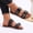 Black, variant on Leather Womens Sandals - Casual Belt Buckle Flat Bottomed Slides for Women Footwear - Non Slip Summer Sandals for Womens & Lightweight Womens Slides Black 7.5(40)