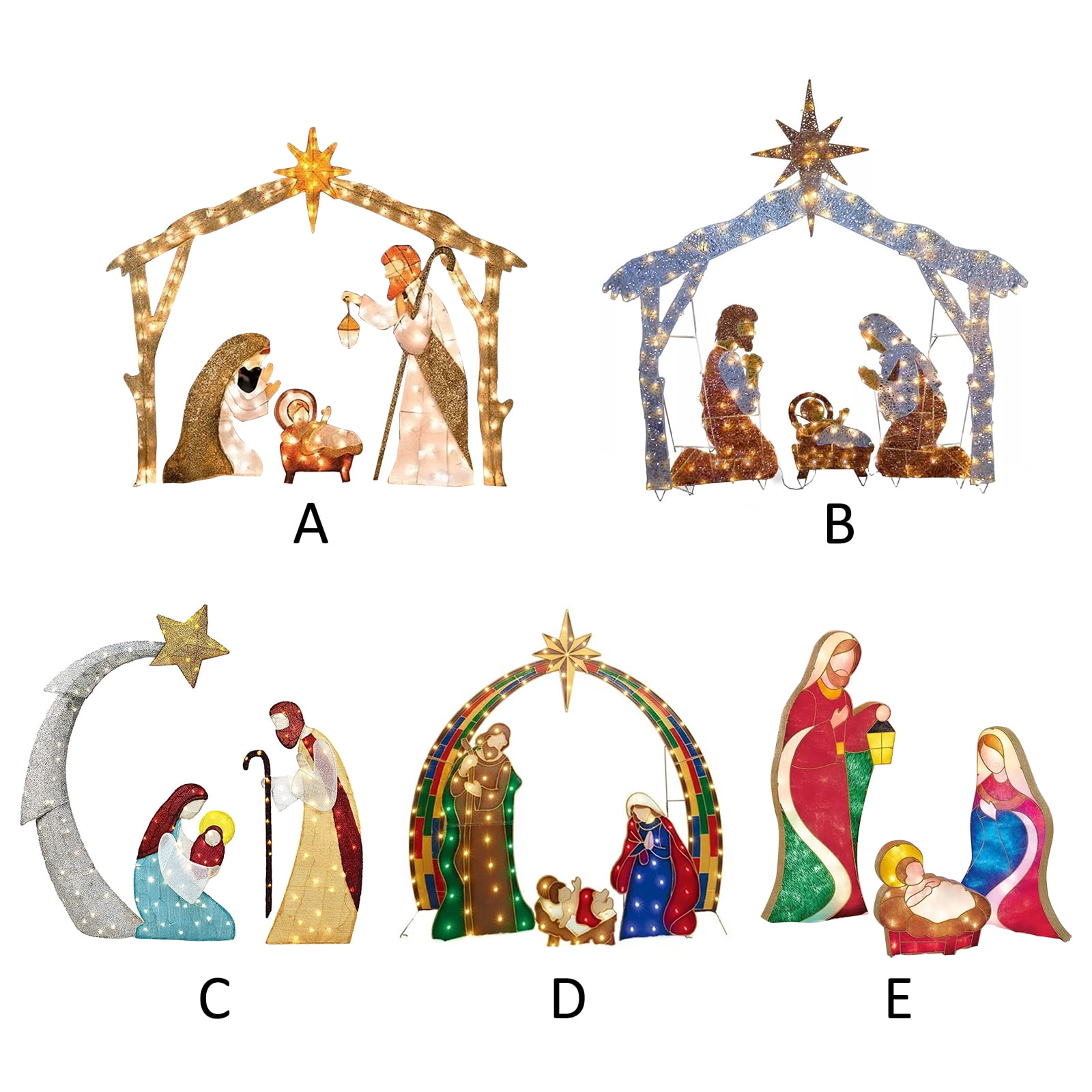 moobom Christmas Nativity Scene Decoration With Light Gardening