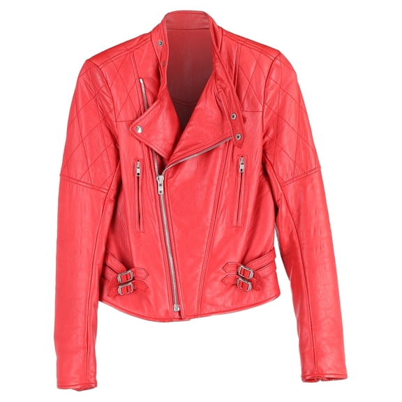 Pre-Owned Joseph Biker Jacket in Red Leather