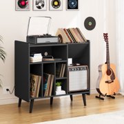 Udreamer Vinyl Record Player with Bluetooth, All In One 3-Speed Vintage Audio Turntables,Black