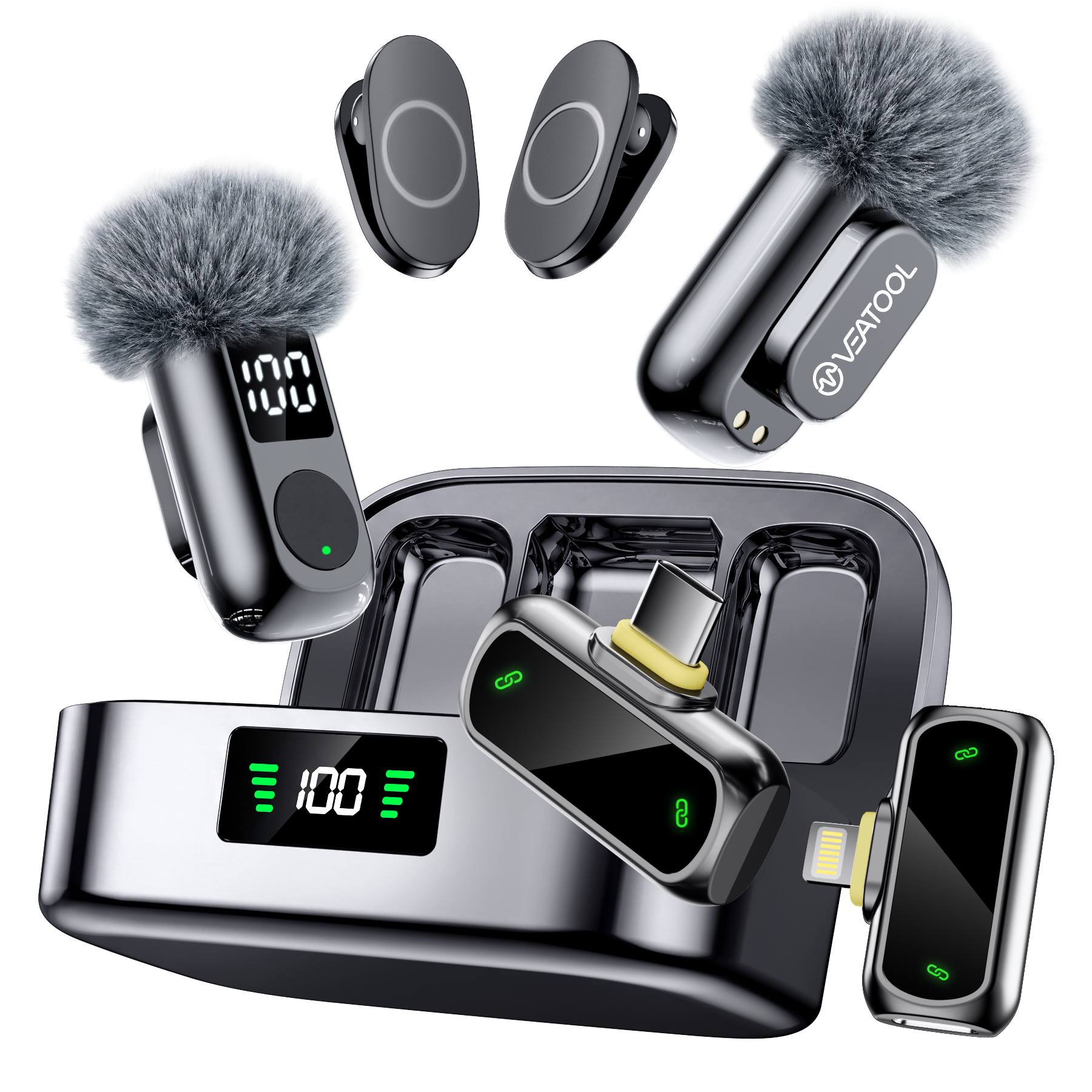 VEAT00L Wireless Lavalier Microphone with 45-Hour Charging Case photo 1
