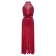 thumbnail image 2 of Haitryli Lyrical Dance Dress for Women Halter Sleeveless Mesh Flowy Tulle Skirt Maxi Long Dress Burgundy XL, 2 of 7
