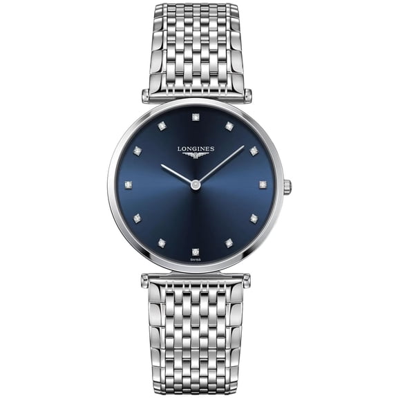 Longines La Grande Classique Stainless Steel Blue Dial Diamonds Quartz Unisex Watch L4.755.4.97.6