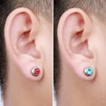 thumbnail image 3 of Jiaroswwei 1 Pair Ear Studs Non-Piercing Magnetic Stainless Steel Round Colored Rhinestone Embedded Men Women Earrings Fashion Jewelry, 3 of 8