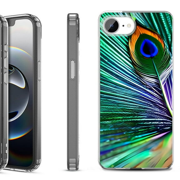 Shockproof Protective Phone Case for iPhone 16e, by OneToughShield - Peacock Feather