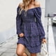 thumbnail image 1 of Vestido De Mujer Mini vestido de fiesta con estampado floral de manga larga para mujer Slim Fit Casual Streetwear Suit Ygjytge Púrpura L para Mujer, 1 of 6