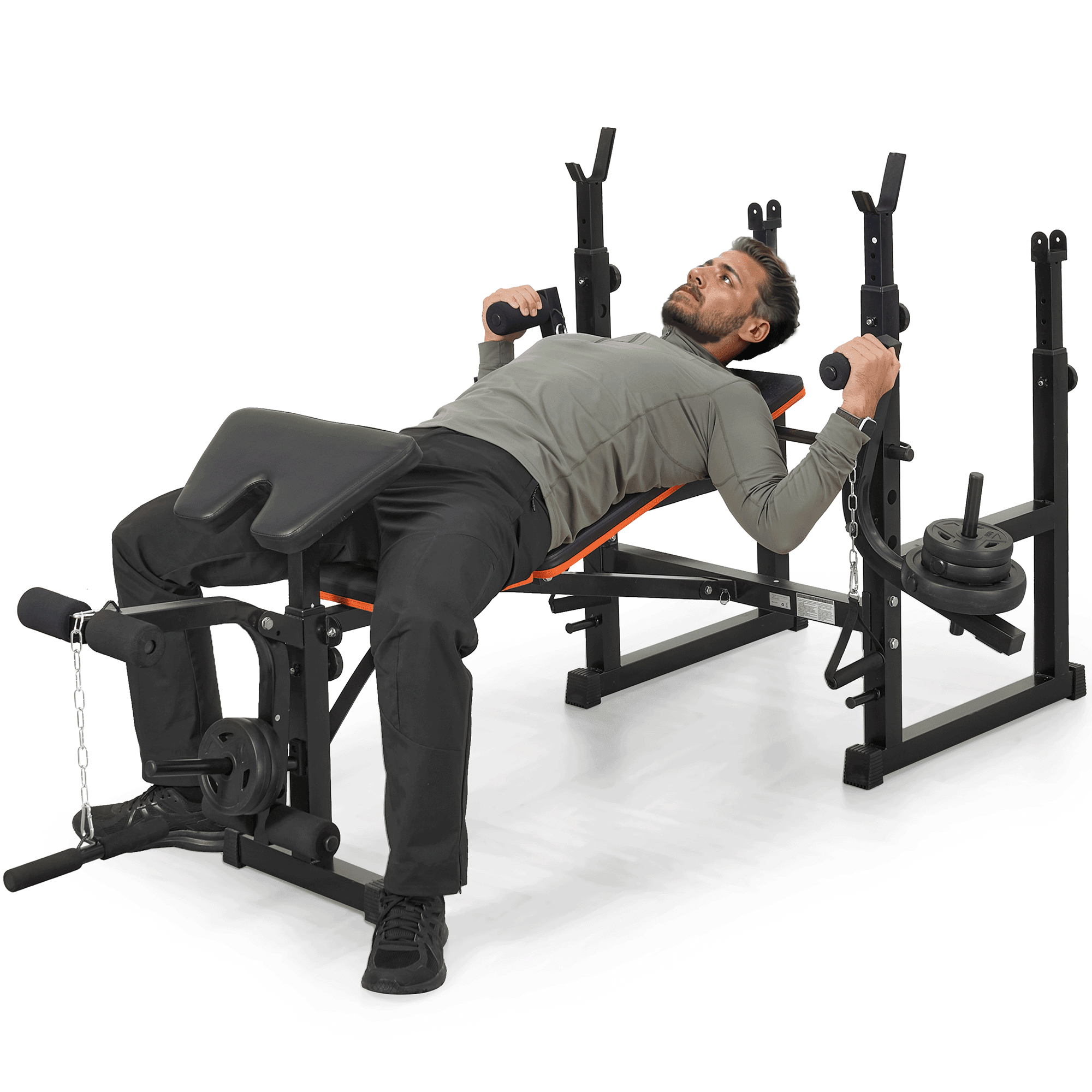 Naipo 7-in-1 Weight Bench 600lbs Adjustable Workout Bench Set Multi-Function Bench Home Gym Full Body Function (Not included Dumbbell Plates & Barball)