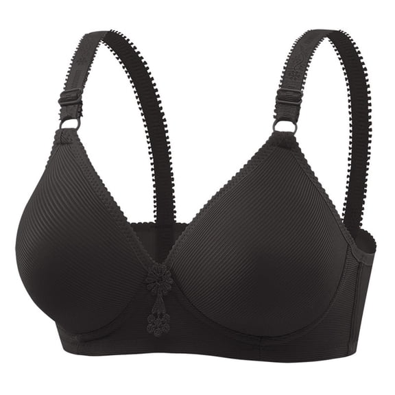 Zpanxa Bras for Women Plus Size Wireless Bra with Wide Adjustable Straps Back Closure Smooth Cups and Front Floral Detail Everyday Wear
