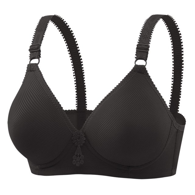 LOVZFMLL Bras for Women Woman's Comfortable Lace Breathable Bra Underwear No Rims Black L