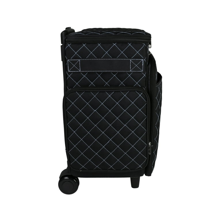 Everything Mary Rolling Craft Bag, Black & Blue Quilted