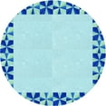 thumbnail image 1 of Ahgly Company Machine Washable Indoor Round Transitional Blue Area Rugs, 4' Round, 1 of 7