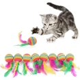 thumbnail image 1 of Paquete de 10 bolas para gatos oso de fresa con plumas colores del arcoíris, 1 of 5