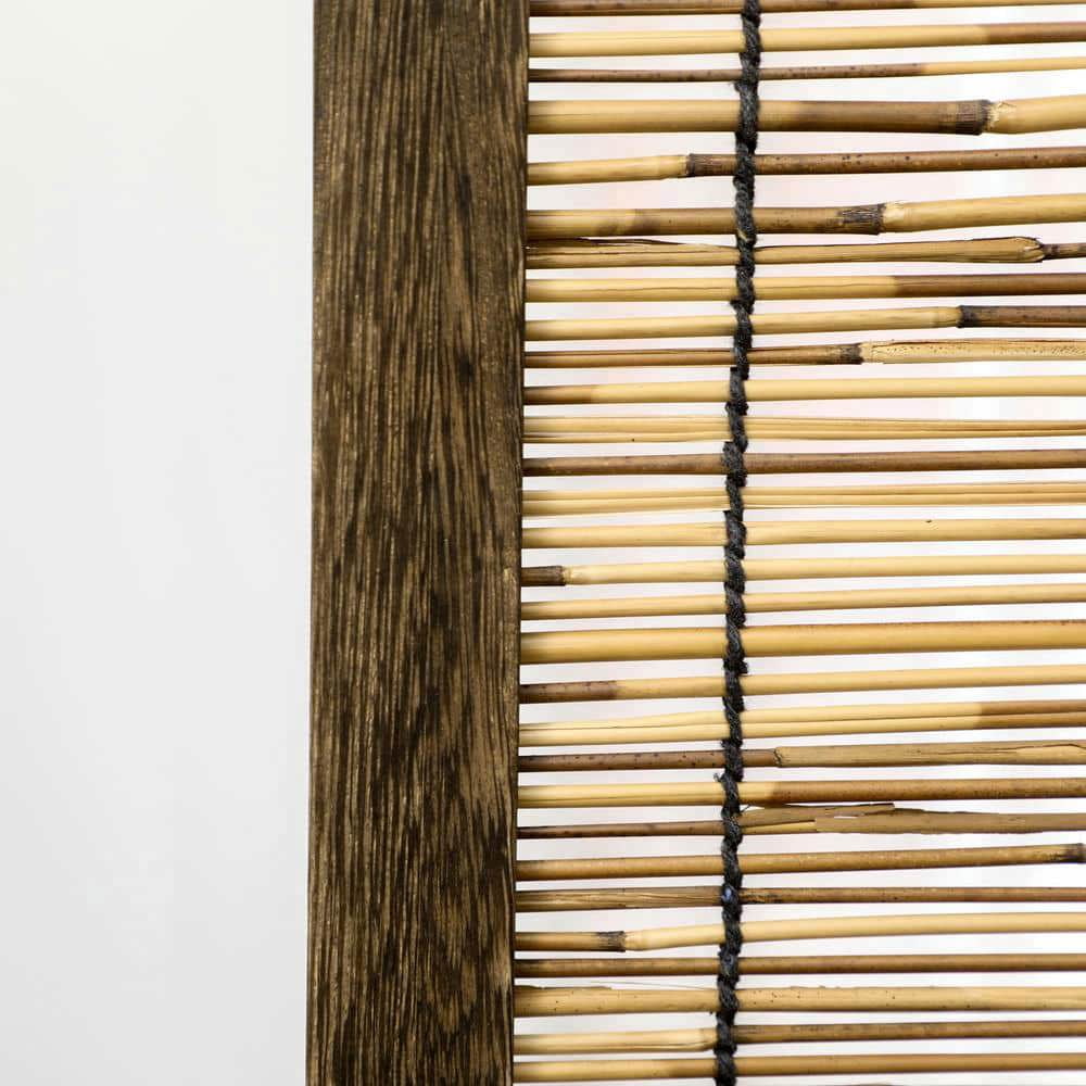 Yardi Yarda 63"x67"x0.75" Hand Woven Room Divider, 4 Panel Folding Privacy Screen, Reed Partition Wall for Indoor, Brown