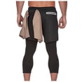 thumbnail image 5 of Hinvhai Compression Pants for Men, 2 in 1 Running Shorts Double Layer Quick ness Leggings Sport with Pocket Black XL(XL), 5 of 8