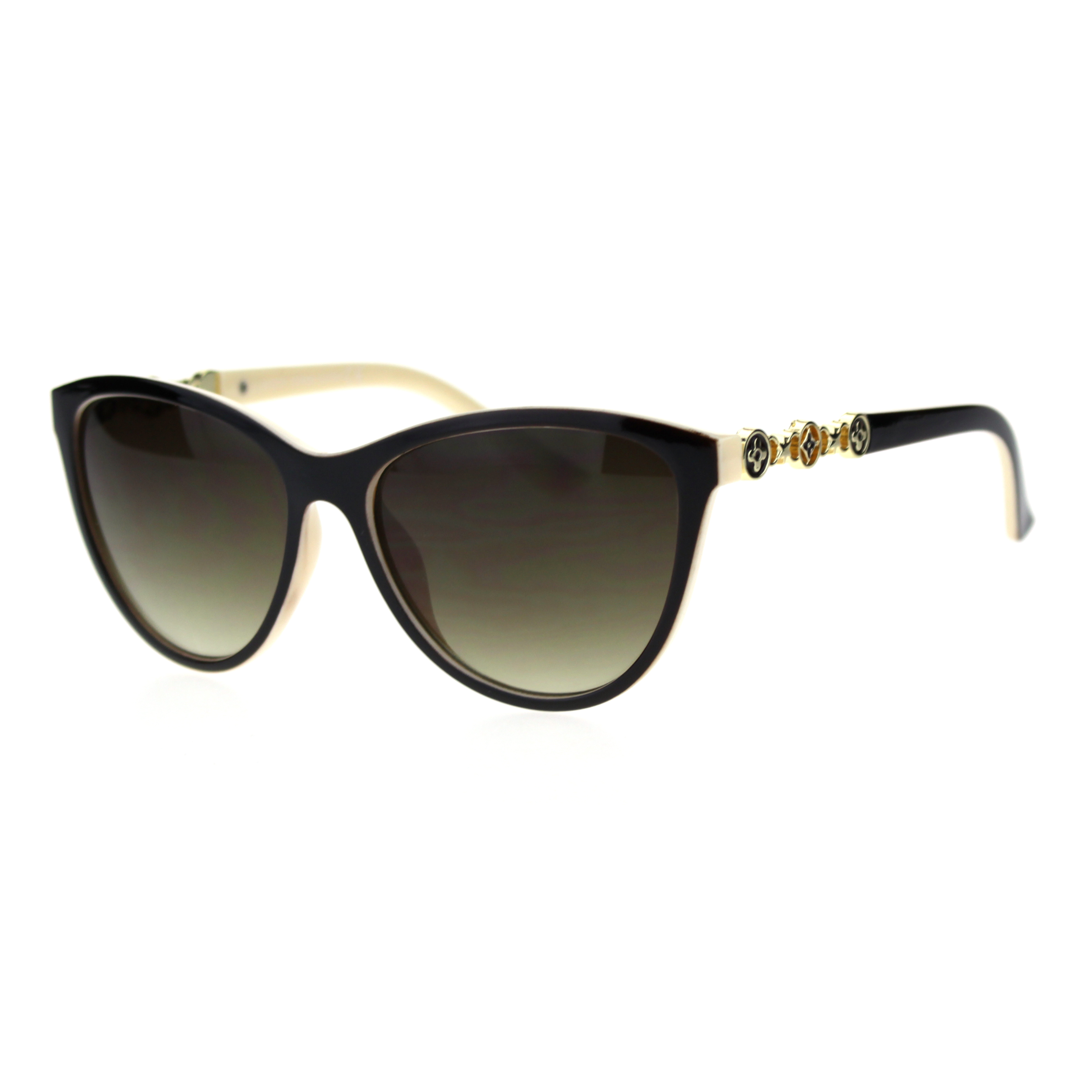 Womens Luxury Designer Fashion Cat Eye Chic Sunglasses Brown Beige Brown - image 1 of 4