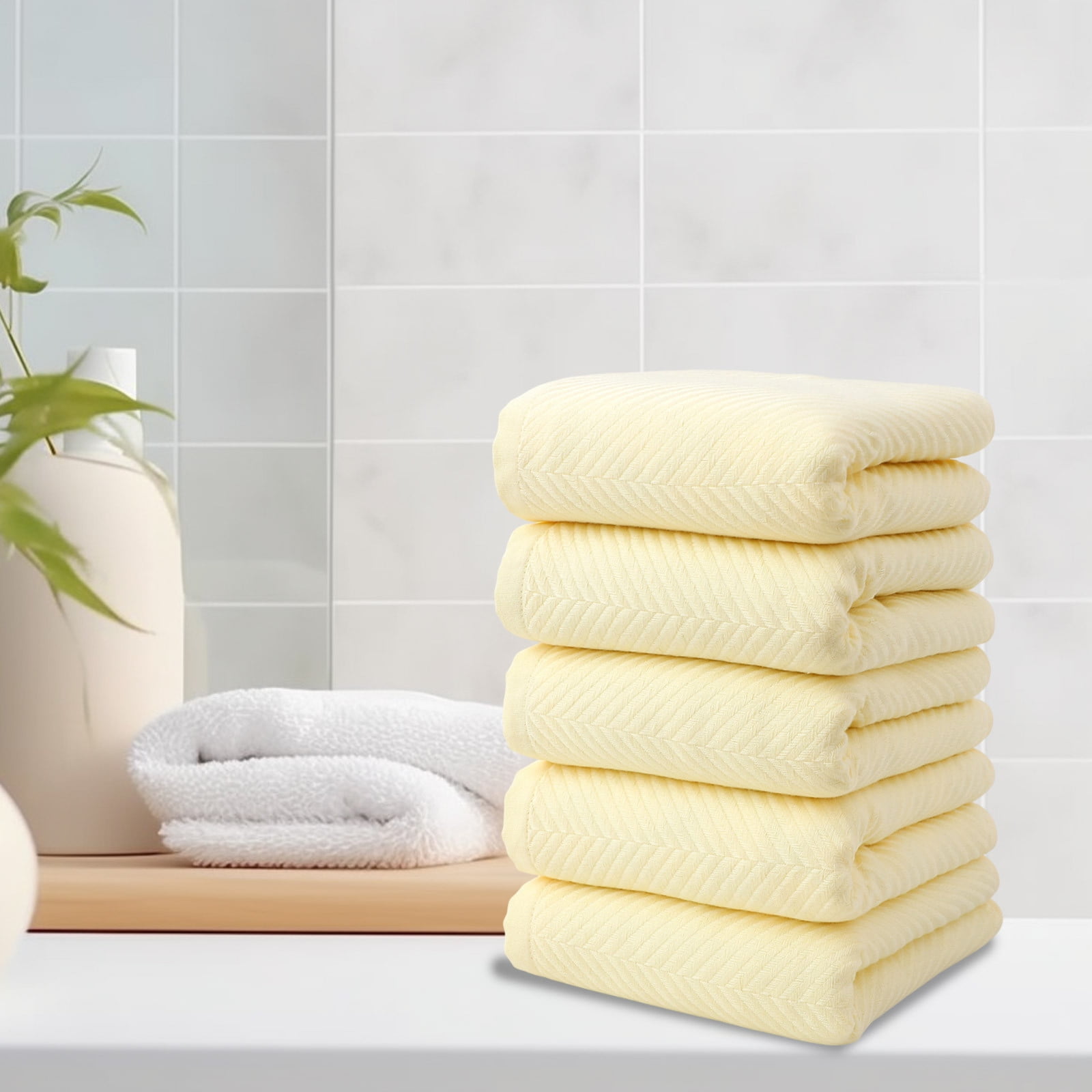 Stijggn 5pcs Bath Towels Save on Towels American Soft Linen Luxury Hand Towels for Bathroom, 600 GSM Hand Face Towels for Home & Bathroom