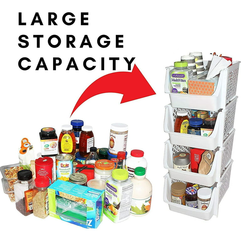 SKYJUNS 8 pack Clear Plastic Storage Bins, Pantry Organization and Storage,  Clear Organizing Bins for Kitchen Organization, Freeze Storage, Cabinet