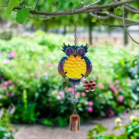 

WANYNG Wrought Iron K Ingfisher Glass Painted Wind Chime Pendant Courtyard Balcony One Size