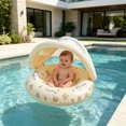 thumbnail image 3 of UPF50+ Sun Protection Baby Float With Canopy, Soft Fabric Covered Foldable Baby Pool Float With Canopy and Safety Seat for Baby Swimming Pool Play, 3 of 5