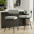 thumbnail image 5 of Simpli Home Giselle Contemporary Modern Swivel Counter Height Stool (Set of 2) in Light Grey Polyester Linen, 5 of 14