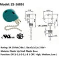 thumbnail image 4 of Ceiling Fan Switch ZE-268S6, Ceiling Fan Pull Switch, 4 Wire Fans Accessories Switch Compatible with Hunter Ceiling Fan Lights, 4 of 5