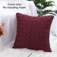 thumbnail image 3 of PiccoCasa 18"x18" Throw Pillowcase Stylish Basket Weave Pattern Decor Cushion Cover, Carmine, 3 of 6