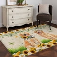 thumbnail image 3 of Dog Daisy Area Rugs 4x6 ft Summer Yellow Sunflower Butterfly Vintage Linen Washable Rug Non Slip Indoor Carpet Absorbent Floor Mat for Living Room Bedroom Dining Room, 3 of 9