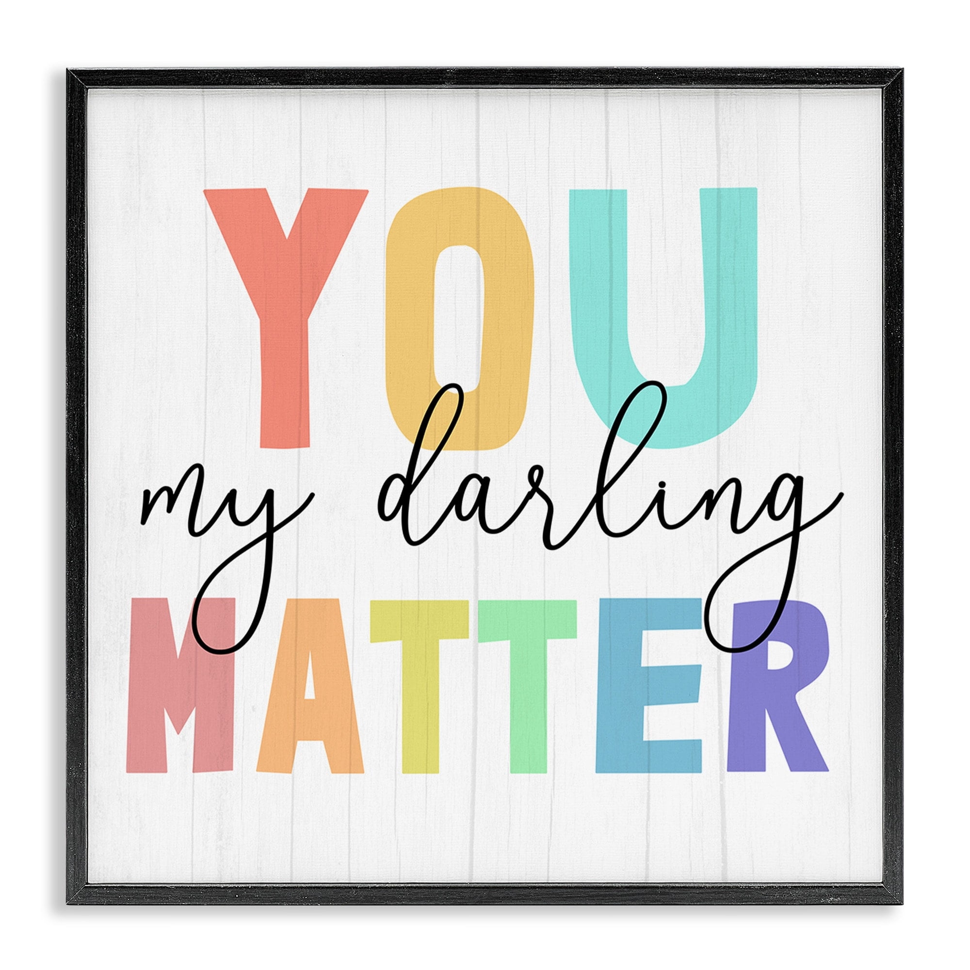 Stupell Industries You Darling Matter Rainbow Letters Striped Background,17 x 30, Design by Daphne Polselli