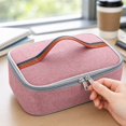 thumbnail image 3 of Lunch Bag, Oxford Fabric Insulated Thermal Cooler Portable Handheld Bento Box Container for Work Travel Picnic Outdoor Activities Lightweight Durable Meal Tote 2.7x9.45x12.2in Red, 3 of 5