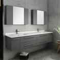 thumbnail image 2 of Fresca Fvn6172-Uns-D Lucera 72" Wall Mounted Double Basin Vanity Set - Grey, 2 of 7