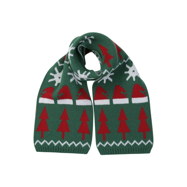 SUNSIOM Kids Christmas Tree/ Boot/ Deer Print Neckerchief Knitted Scarf