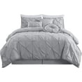 thumbnail image 6 of Chezmoi Collection Sydney 7-Piece Pinch Pleat Comforter Set, Lightweight Pintuck Bedding for All Season, Queen, Light Gray, 6 of 7