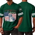 thumbnail image 5 of Zimjoy Men's 250th 4th of July Baseball T-Shirts Cotton V Neck USA Flag Liberty Statue 1776-2026 Print Striped Sleeve Independence Day Casual Wear Dark Green L, 5 of 5