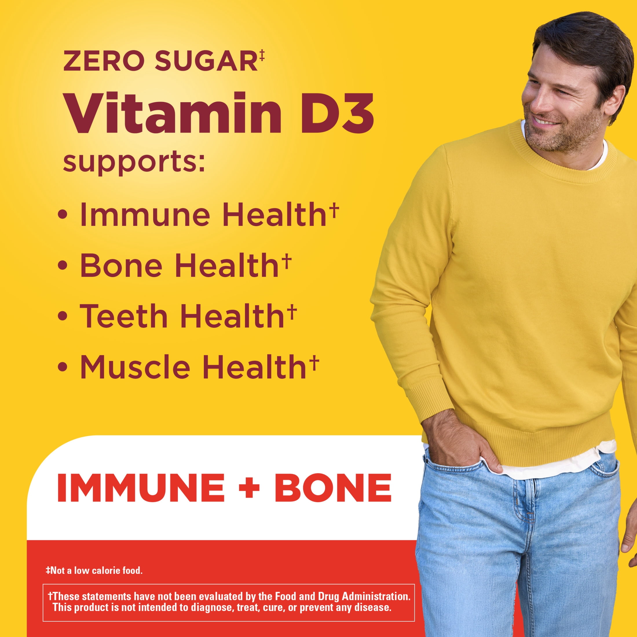 Nature Made Zero Sugar Vitamin D3 Gummies, Sugar Free Gummies, 120 Count