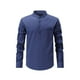 thumbnail image 1 of Blusa y camisa de manga larga con cuello alto para hombre, informal, de color liso, con cuello alto, manga larga, bolsillo con medio botón, blusa de poliéster para hombre, 1 of 4