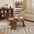 thumbnail image 2 of Round Coffee Table, Modern Center Table with Inclined Legs, Accent Cocktail Tables for Living Room, Bedroom, Easy Assembly, Walnut Brown, 2 of 8