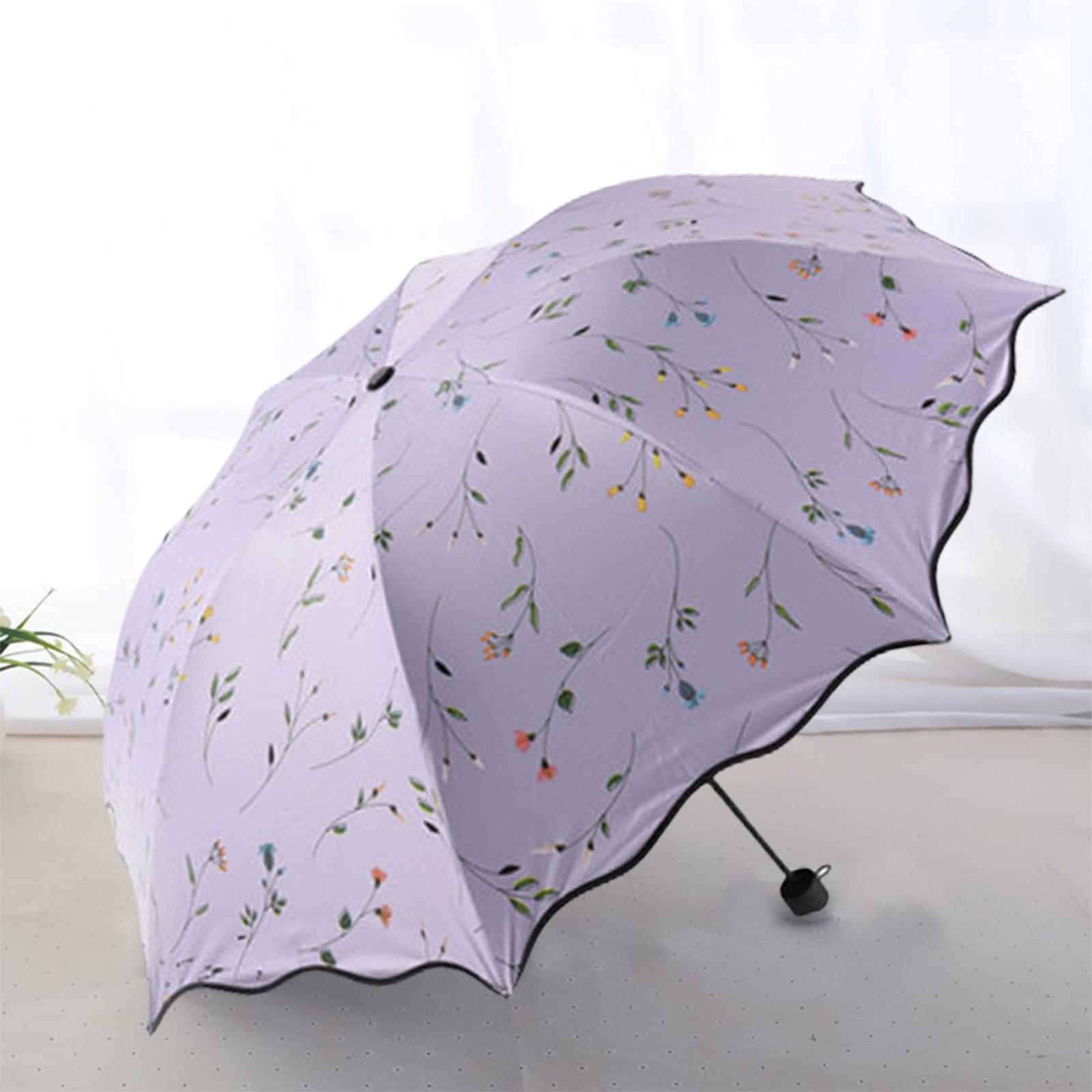 Yhmxh Foldable Umbrellas, 2 in 1 Sun Blocking and Rain Umbrellas, Windproof Umbrella Compact Folding Travel Umbrella, Light Portable Car Umbrella for Rain (Purple)