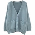 thumbnail image 5 of Suéter de cuello en V de un solo pecho de estilo coreano nuevo de primavera y otoño, chaqueta holgada de estilo Hong Kong de color puro que combina con todo, 5 of 5