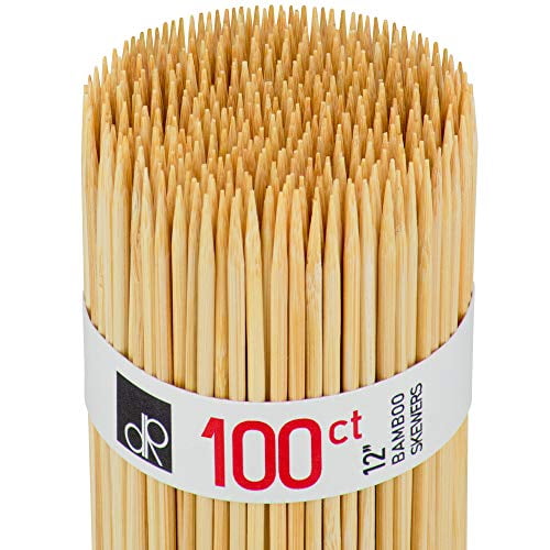 110 Pcs 7 Inch Study Bamboo Skewers 5mm Thick Natural Semi Point Bamboo Sticks 